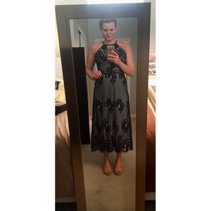 Chelsea & Violet Navy Lace Midi Dress